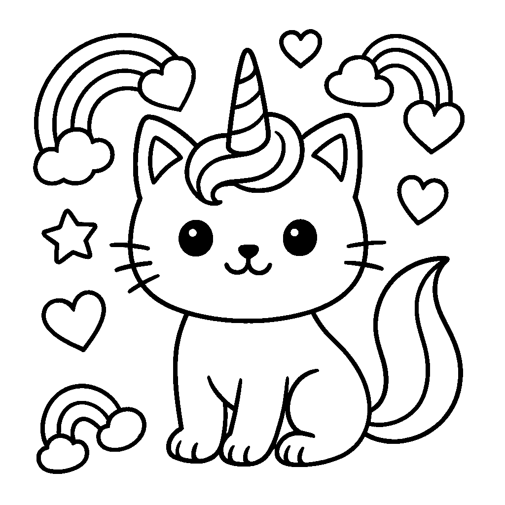 Coloring Sheet - Cute Kitty Unicorn