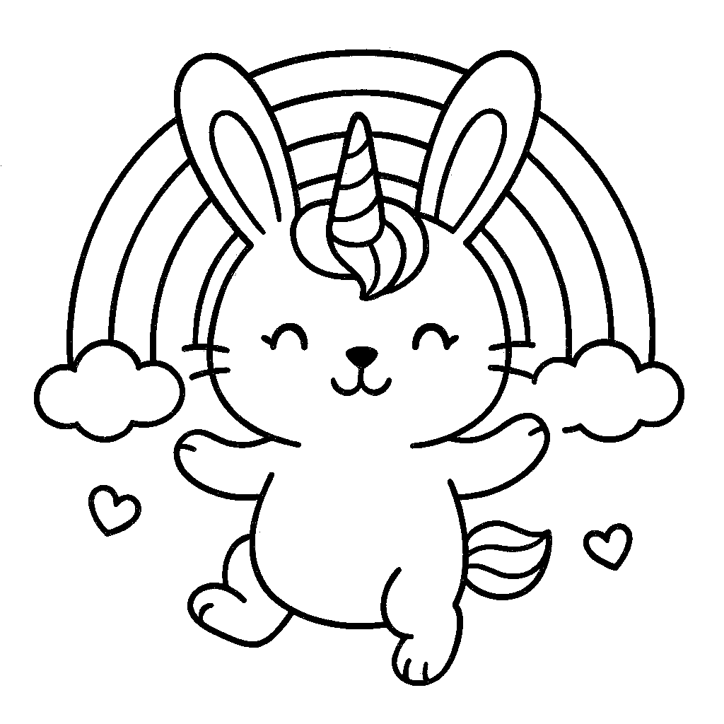 Coloring Sheet - Cute Rabbit Unicorn