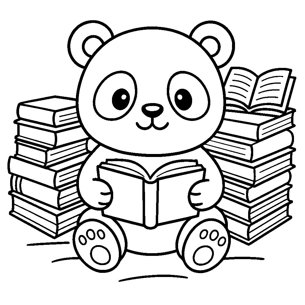 Coloring Sheet - Bear Reading a Book