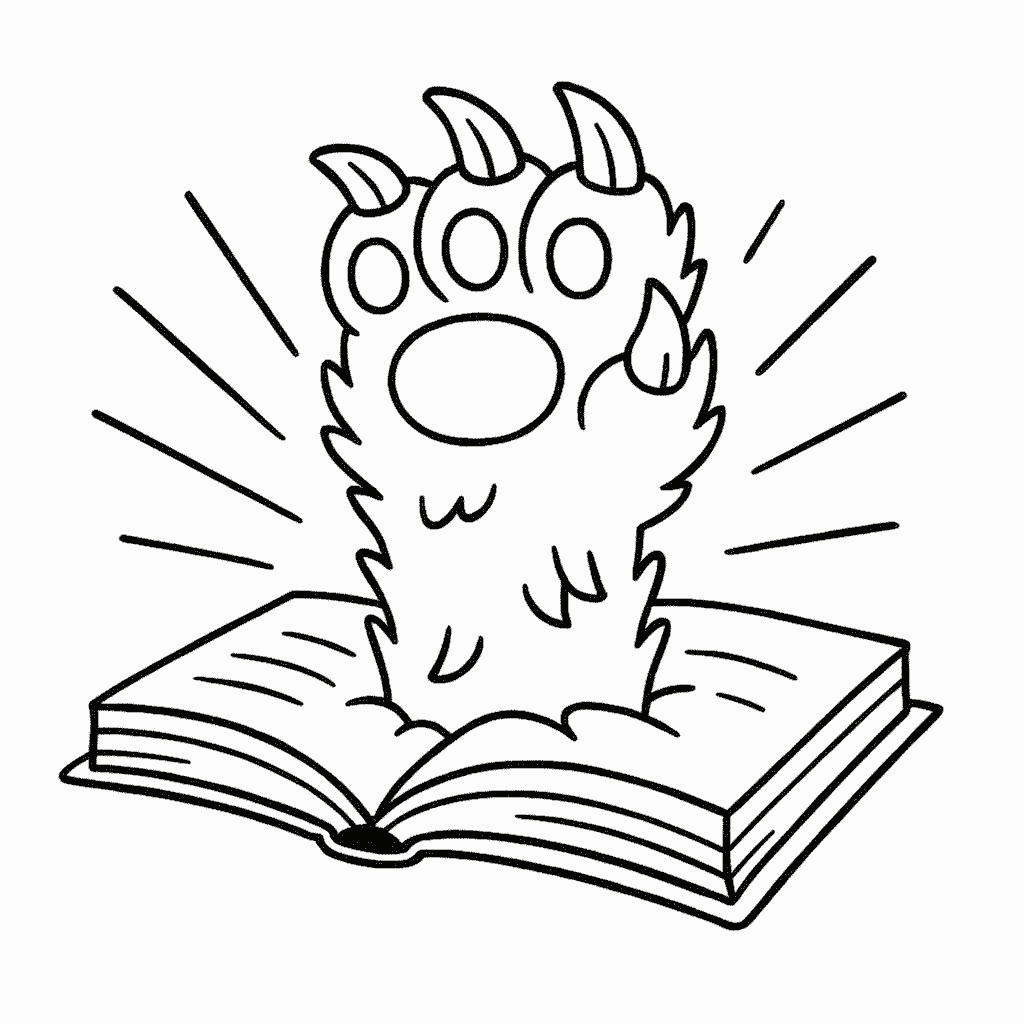 Coloring Sheet - Bear Claw Popping Out of a Book
