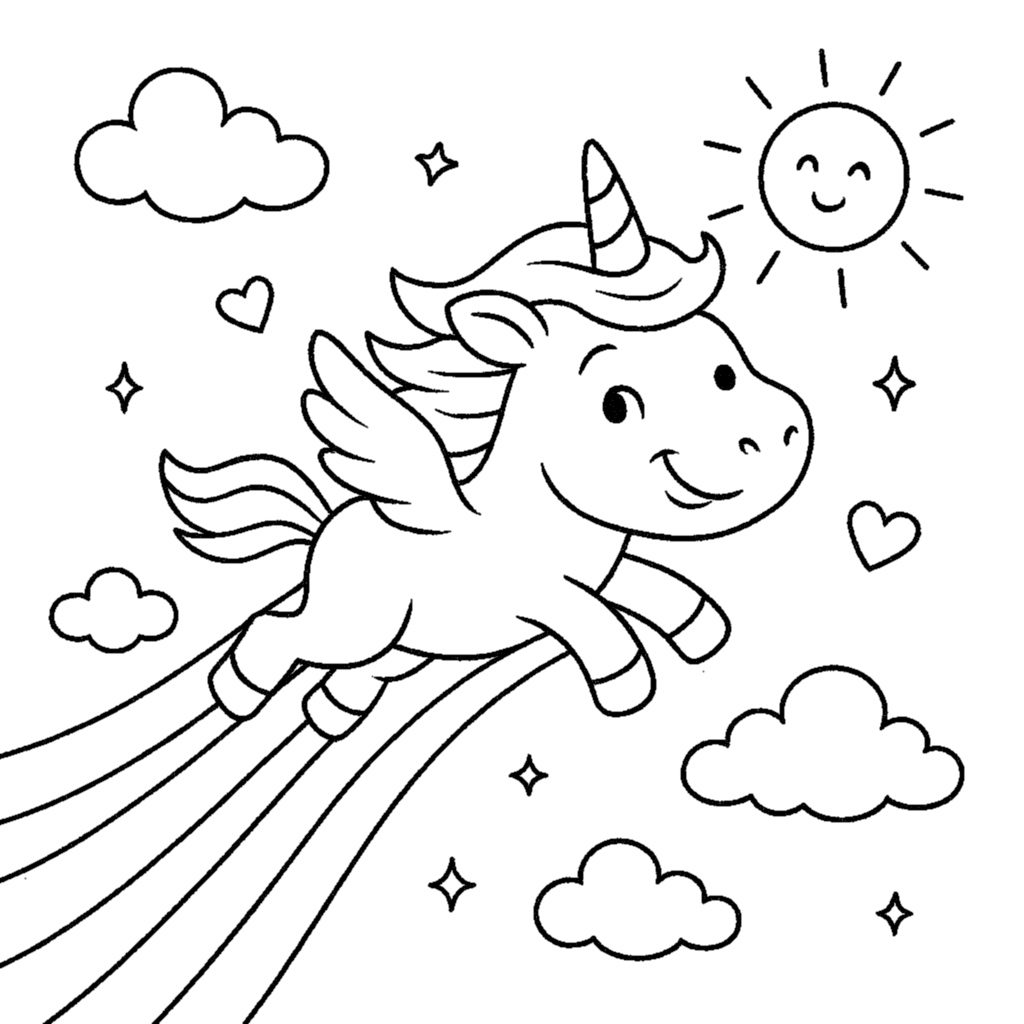 Coloring Sheet - Flying Unicorn