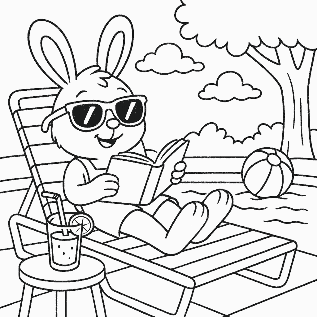 Coloring Sheet - Summer Bunny