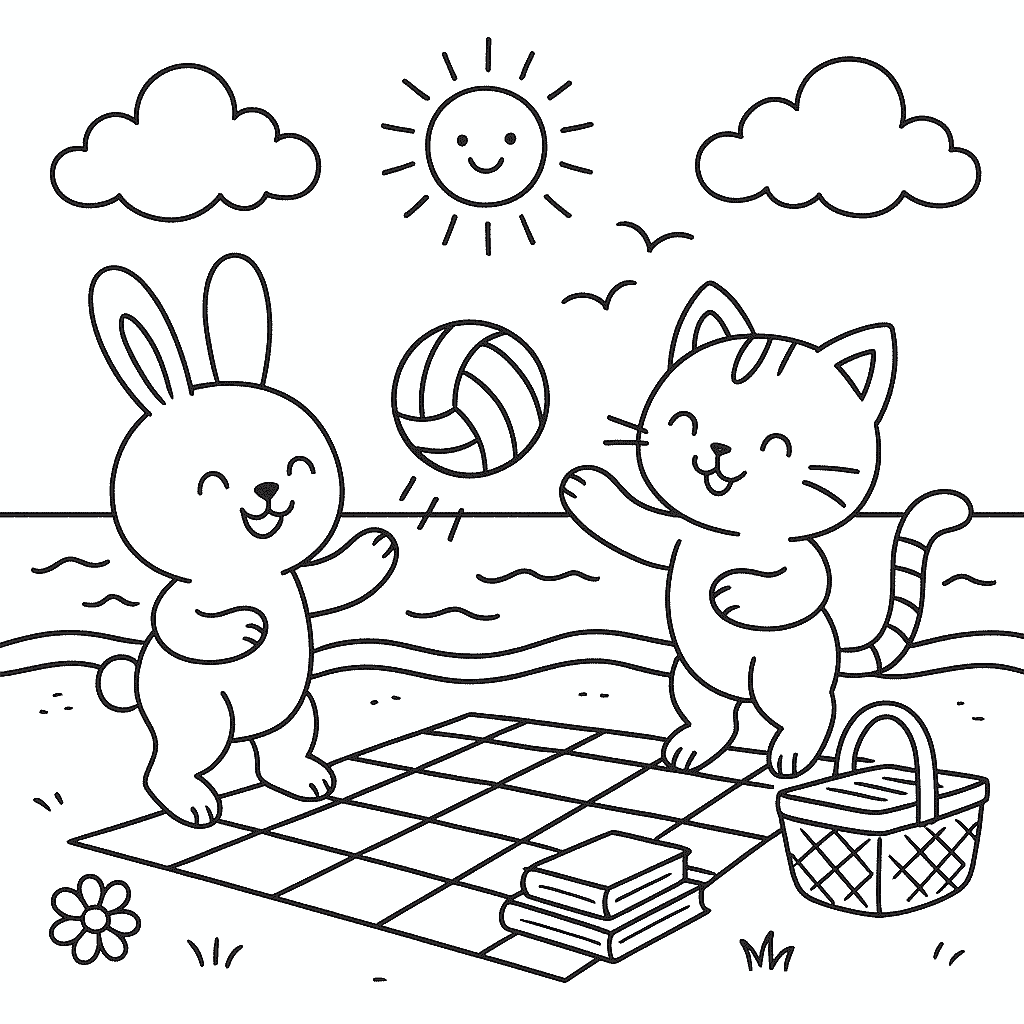 Coloring Sheet - Summer Kitty Bunny