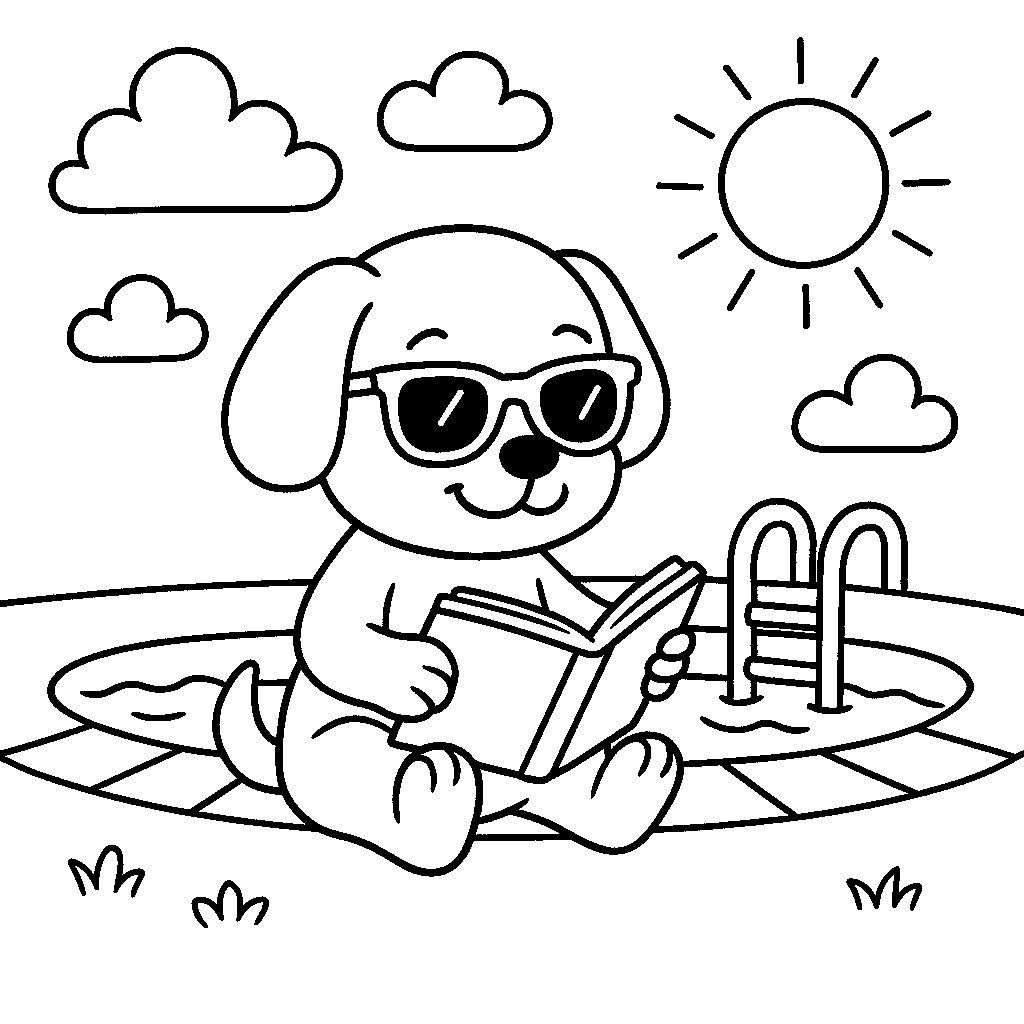 Coloring Sheet - Summer Puppy