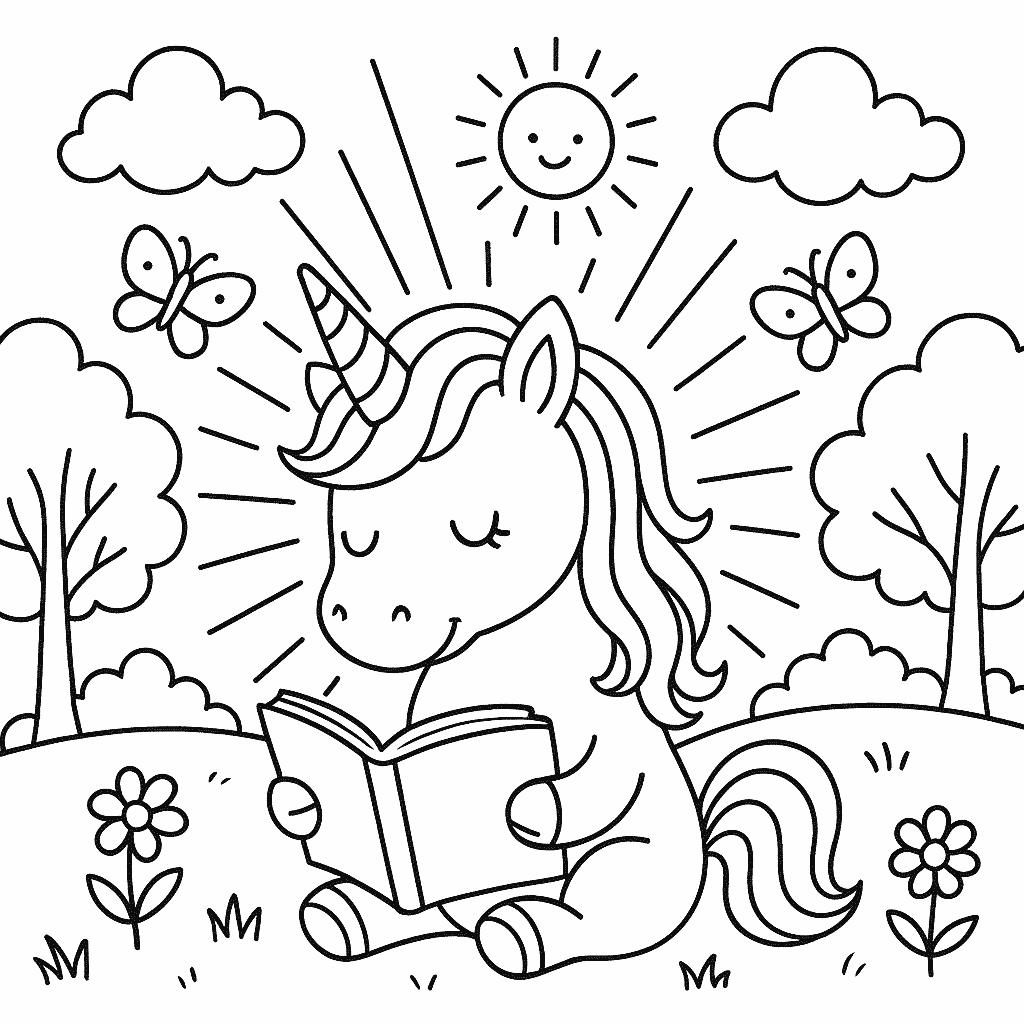 Coloring Sheet - Summer Unicorn