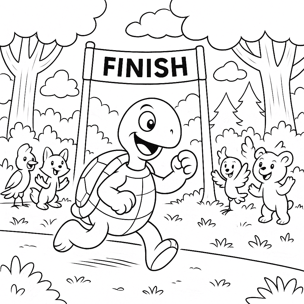 Coloring Sheet - Tortoise & The Hare Winning