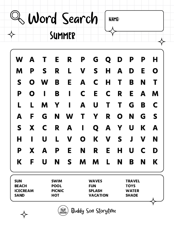 Word Search - Summer Fun - Game 2