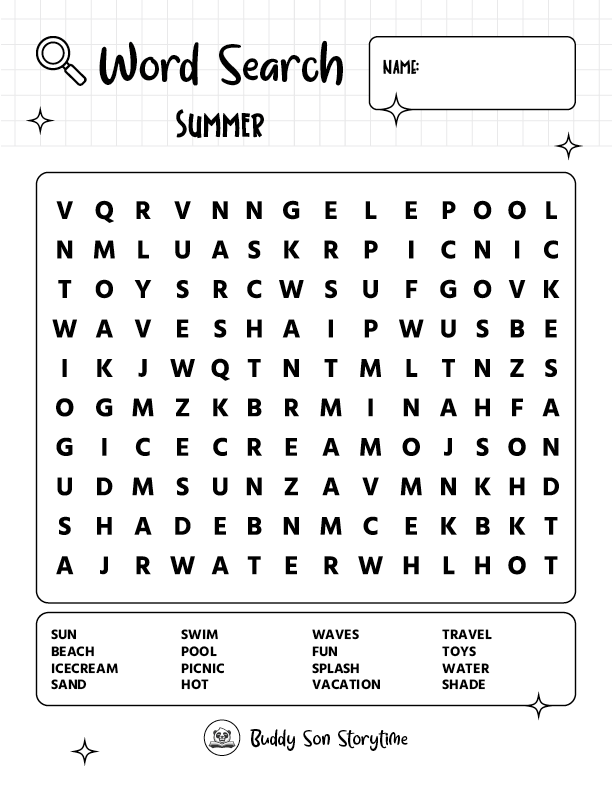 Word Search - Summer Fun - Game 3